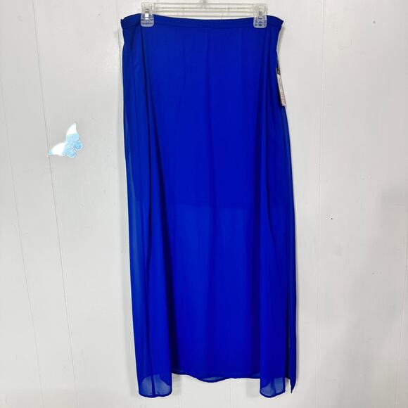 Vince Camuto Womens Maxi Skirt Size 8 Sailor Blue Half Lined Side Slit Miami New - Picture 1 of 13